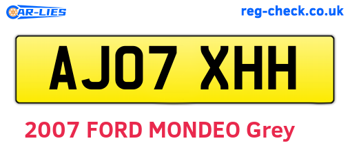 AJ07XHH are the vehicle registration plates.