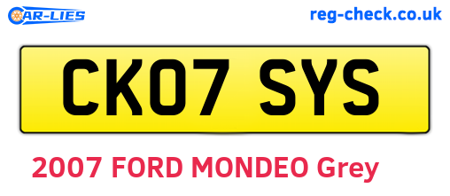 CK07SYS are the vehicle registration plates.