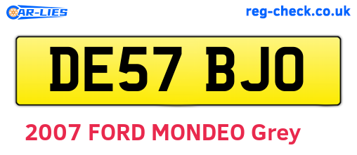 DE57BJO are the vehicle registration plates.