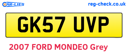 GK57UVP are the vehicle registration plates.