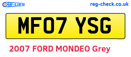 MF07YSG are the vehicle registration plates.