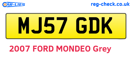 MJ57GDK are the vehicle registration plates.