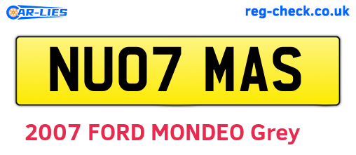 NU07MAS are the vehicle registration plates.