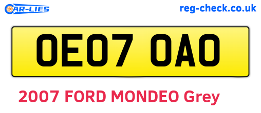 OE07OAO are the vehicle registration plates.