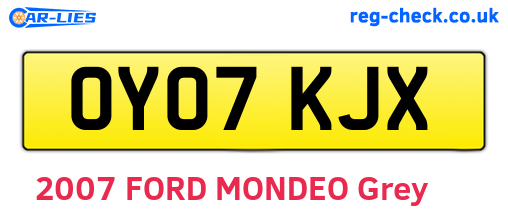 OY07KJX are the vehicle registration plates.