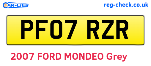 PF07RZR are the vehicle registration plates.