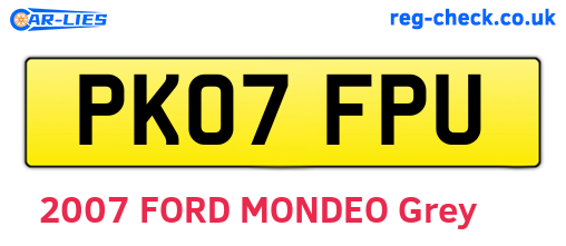 PK07FPU are the vehicle registration plates.