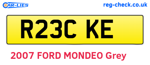 R23CKE are the vehicle registration plates.