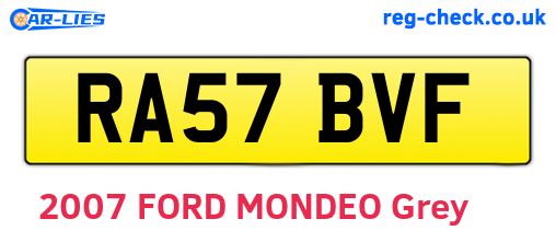 RA57BVF are the vehicle registration plates.