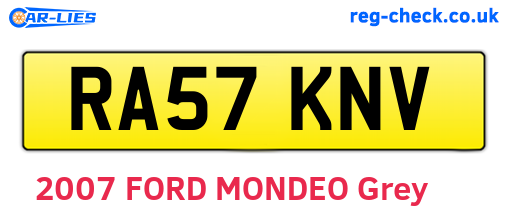 RA57KNV are the vehicle registration plates.