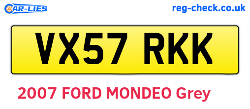 VX57RKK are the vehicle registration plates.