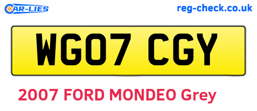 WG07CGY are the vehicle registration plates.
