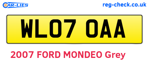 WL07OAA are the vehicle registration plates.