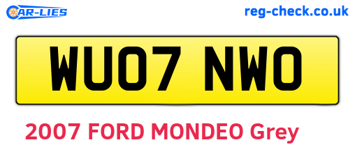 WU07NWO are the vehicle registration plates.