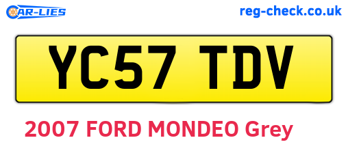 YC57TDV are the vehicle registration plates.