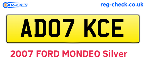 AD07KCE are the vehicle registration plates.