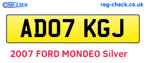 AD07KGJ are the vehicle registration plates.