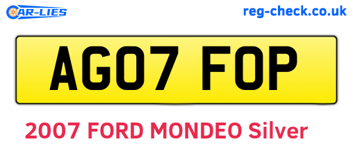 AG07FOP are the vehicle registration plates.