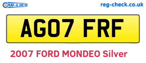 AG07FRF are the vehicle registration plates.