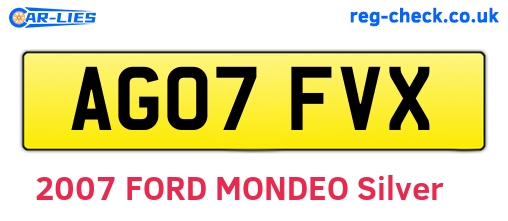 AG07FVX are the vehicle registration plates.