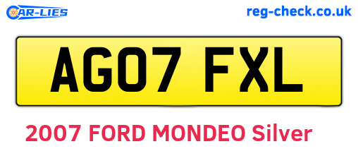 AG07FXL are the vehicle registration plates.