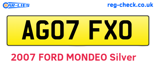 AG07FXO are the vehicle registration plates.