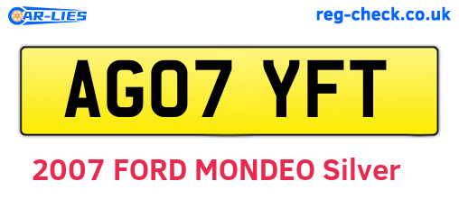 AG07YFT are the vehicle registration plates.