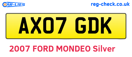 AX07GDK are the vehicle registration plates.