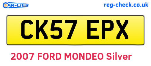 CK57EPX are the vehicle registration plates.