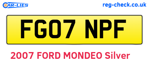 FG07NPF are the vehicle registration plates.