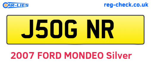 J50GNR are the vehicle registration plates.