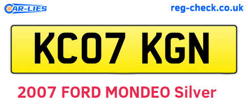 KC07KGN are the vehicle registration plates.