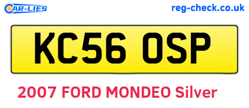 KC56OSP are the vehicle registration plates.
