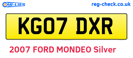 KG07DXR are the vehicle registration plates.