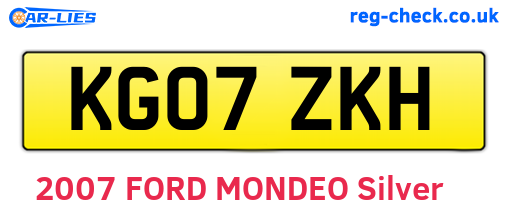 KG07ZKH are the vehicle registration plates.