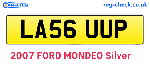 LA56UUP are the vehicle registration plates.