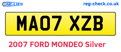 MA07XZB are the vehicle registration plates.