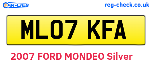 ML07KFA are the vehicle registration plates.