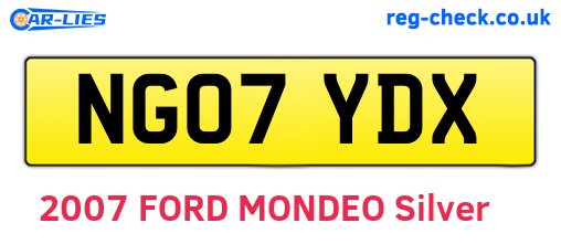 NG07YDX are the vehicle registration plates.