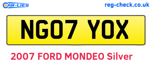 NG07YOX are the vehicle registration plates.