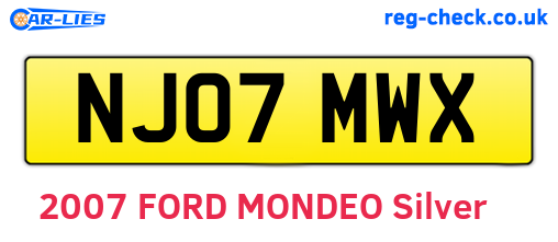NJ07MWX are the vehicle registration plates.
