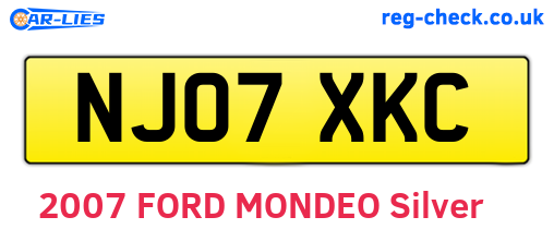 NJ07XKC are the vehicle registration plates.