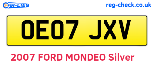 OE07JXV are the vehicle registration plates.
