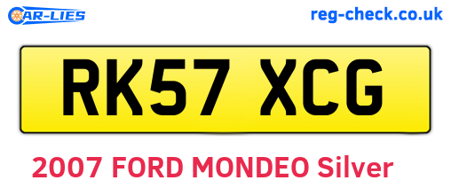 RK57XCG are the vehicle registration plates.