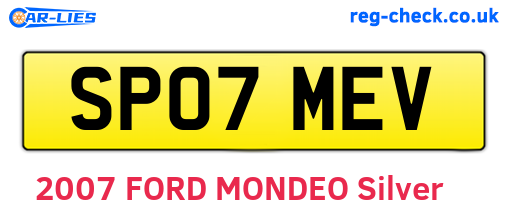 SP07MEV are the vehicle registration plates.