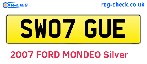 SW07GUE are the vehicle registration plates.