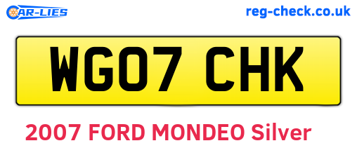 WG07CHK are the vehicle registration plates.