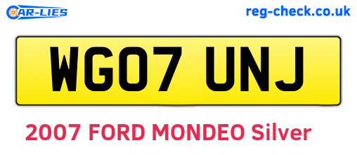 WG07UNJ are the vehicle registration plates.