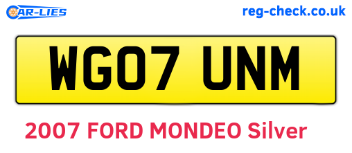WG07UNM are the vehicle registration plates.