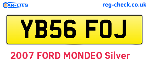 YB56FOJ are the vehicle registration plates.